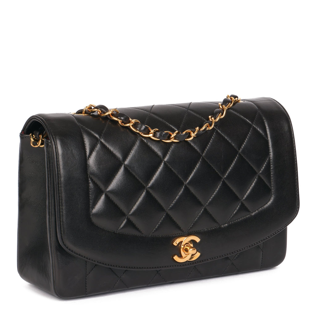 Vintage Chanel Medium Diana Flap Bag Blue Caviar Gold Hardware