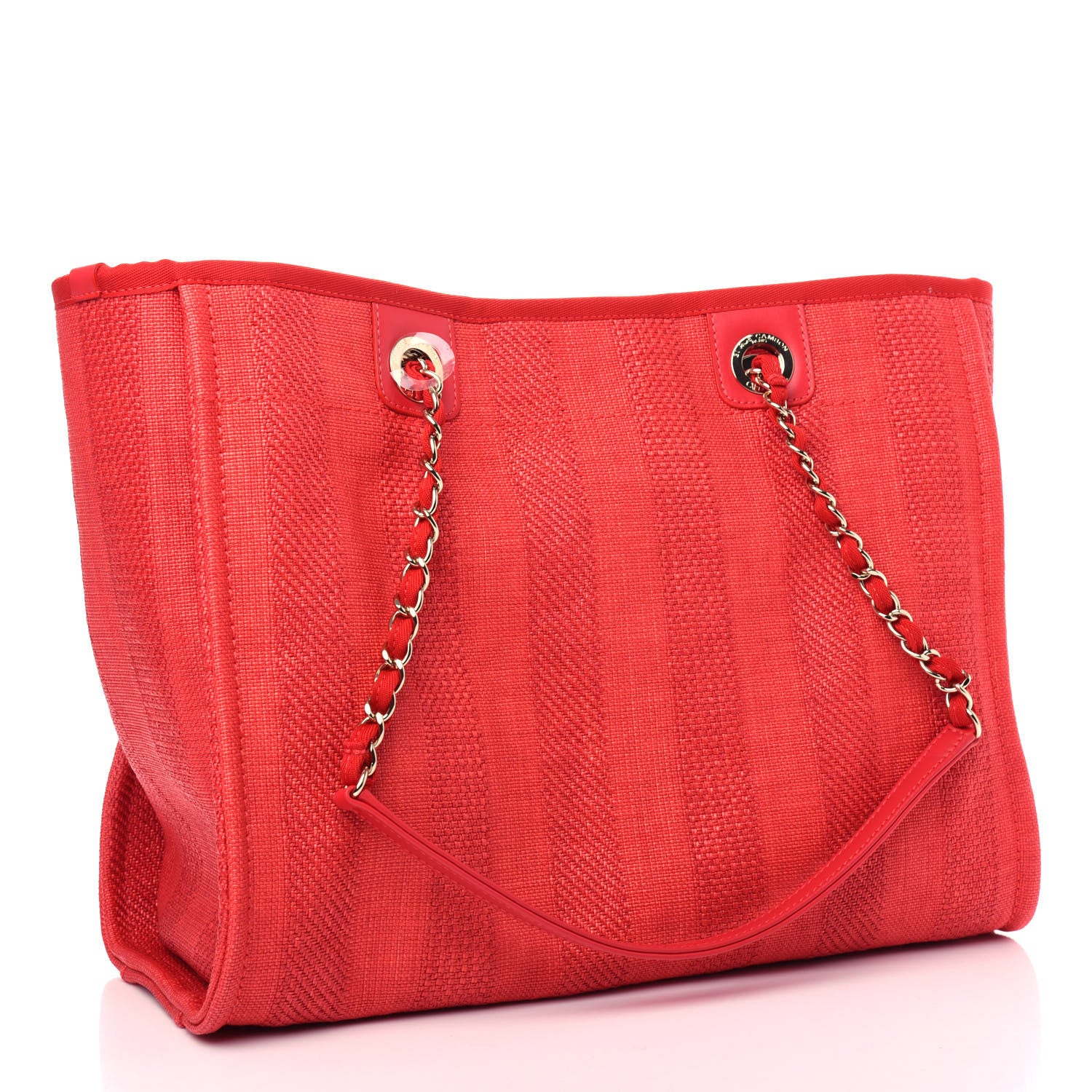 Chanel Canvas Medium Deauville Tote Red