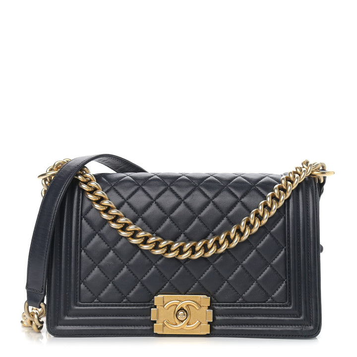 CHANEL LAMBSKIN QUILTED MEDIUM BOY FLAP BAG