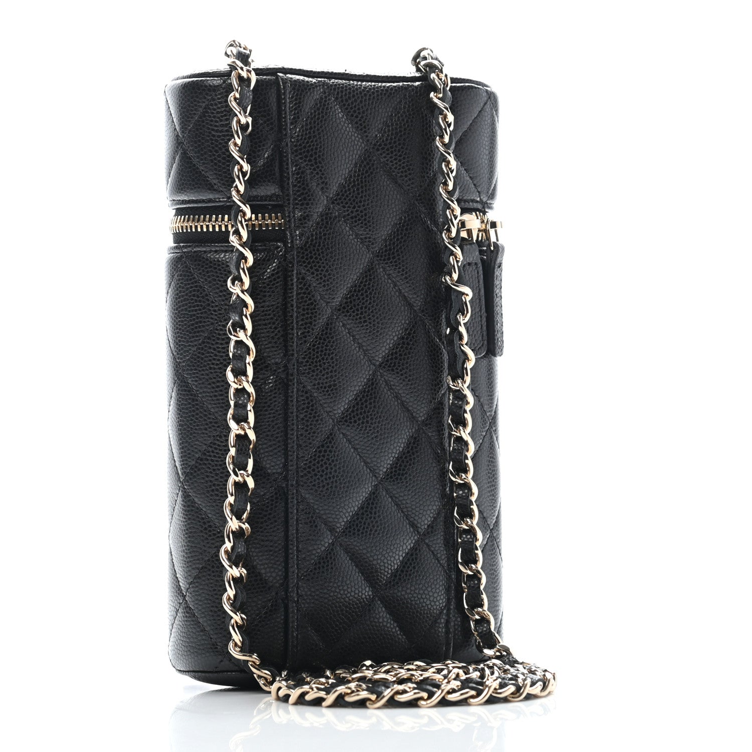 CHANEL Caviar Quilted Phone Holder Wallet on Removable Chain Black 1311179