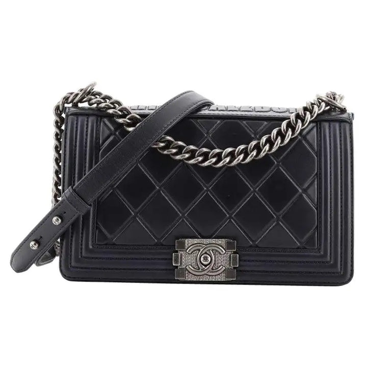 CHANEL PARIS SALZBURG CALFSKIN EMBOSSED BOY FLAP BAG