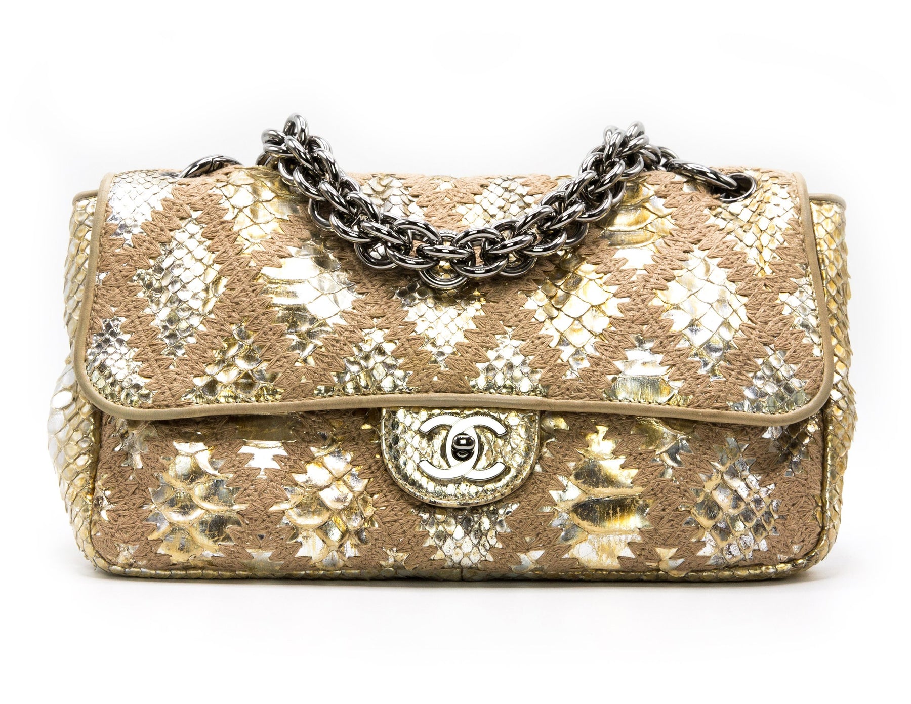 Chanel Gold Metallic Python Flap Bag – Caroline's Fashion Luxuries