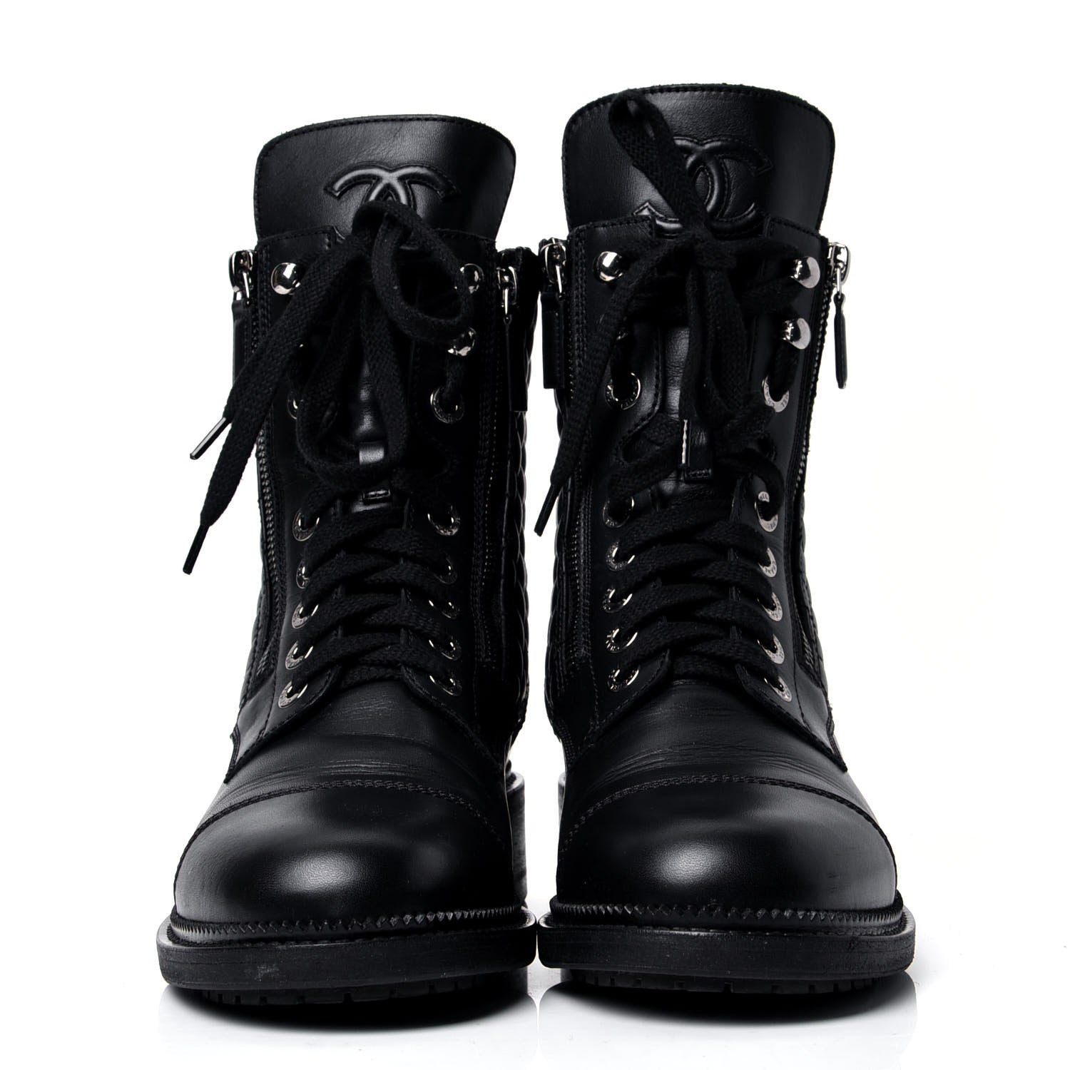 Chanel Quilted Lace Up Combat Boots – Caroline's Fashion Luxuries