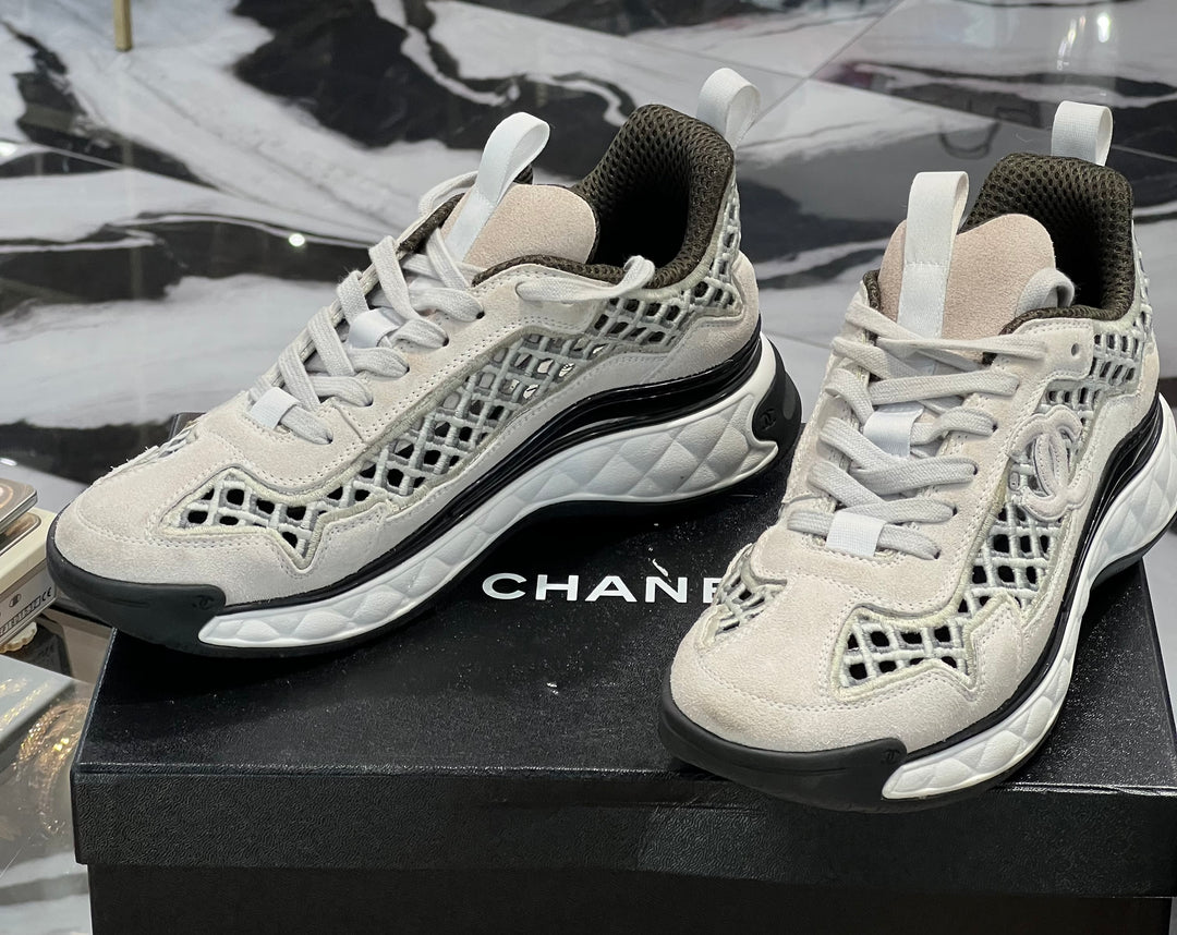 CHANEL SUEDE &amp; CALFSKIN LEATHER SNEAKERS