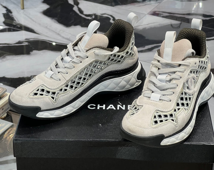CHANEL SUEDE &amp; CALFSKIN LEATHER SNEAKERS
