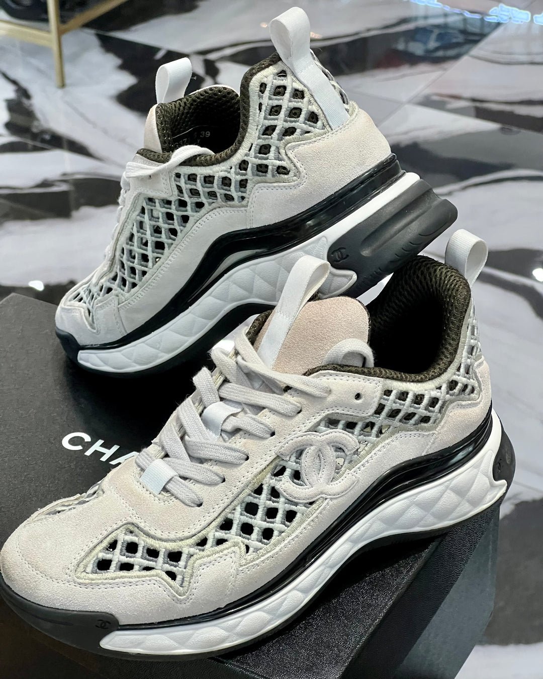 CHANEL SUEDE &amp; CALFSKIN LEATHER SNEAKERS