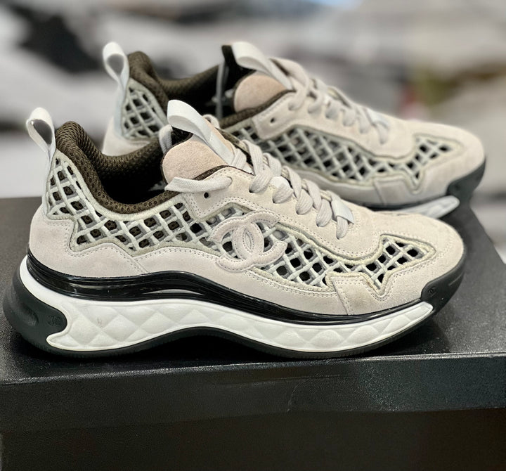 CHANEL SUEDE &amp; CALFSKIN LEATHER SNEAKERS