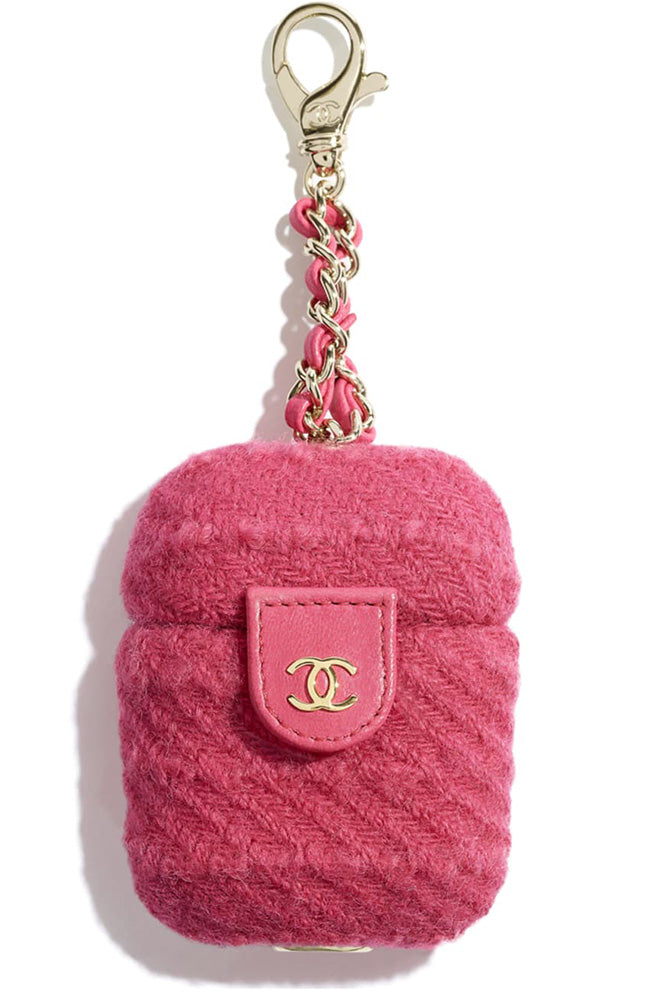 CHANEL Lambskin Quilted Airpods Pro Case With Chain Pink | FASHIONPHILE
