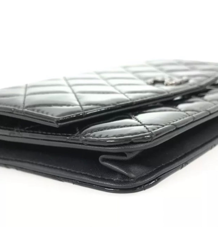 Chanel Quilted Patent Wallet on Chain WOC