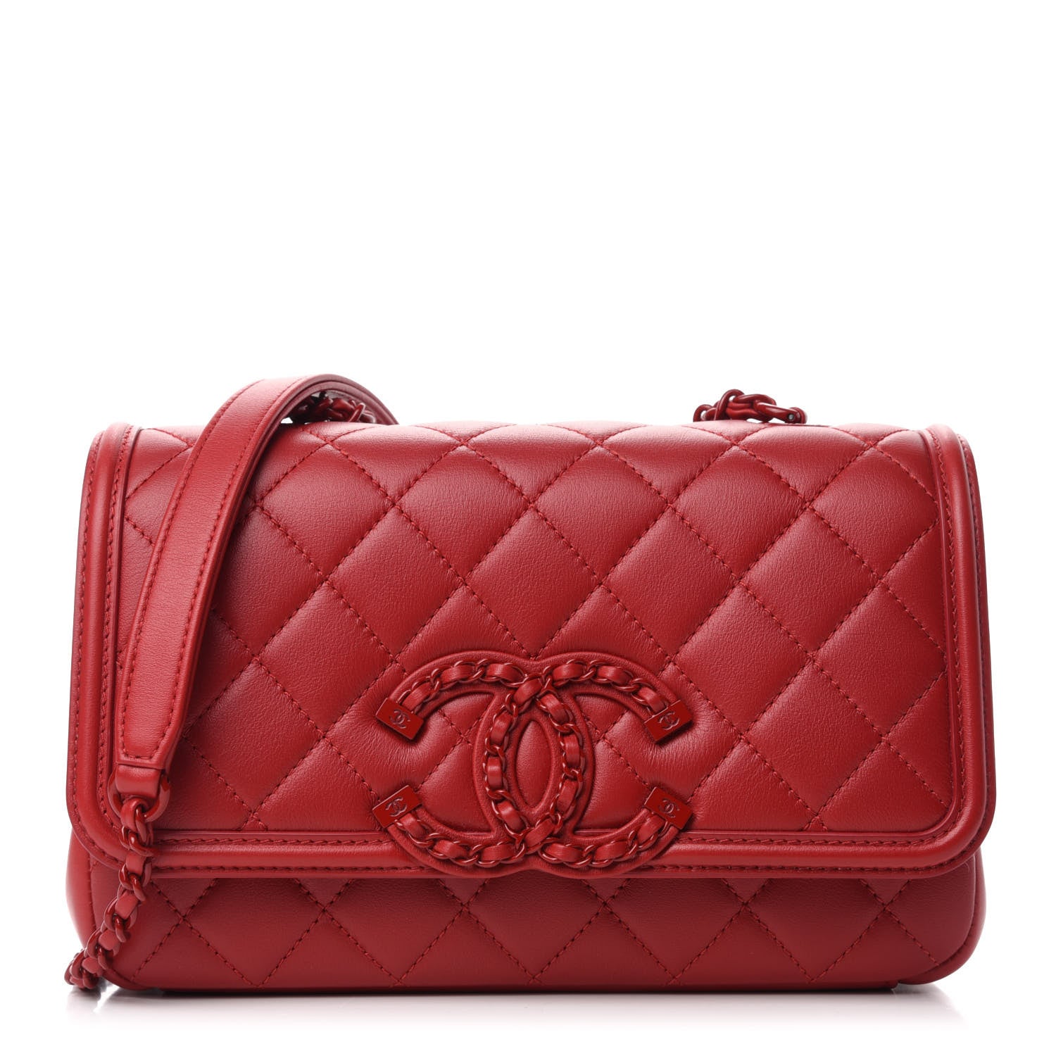 CHANEL Boy Small Quilted Leather Shoulder Bag Red
