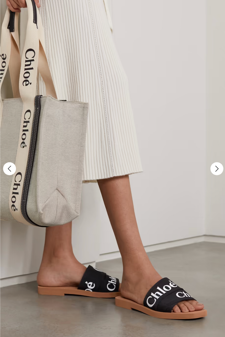 Chloé LOGO WOODY FLAT MULES