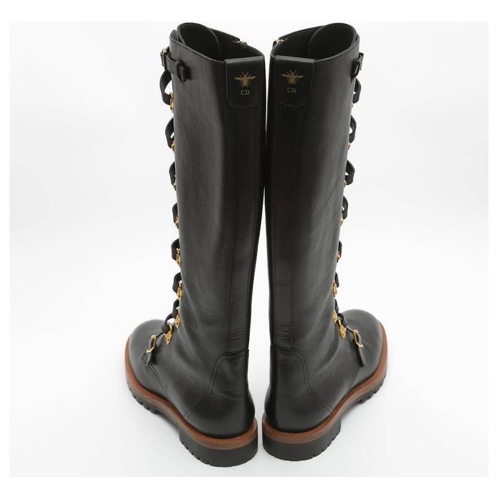 CHRISTIAN DIOR KNEE HIGH LEATHER COMBAT BOOTS