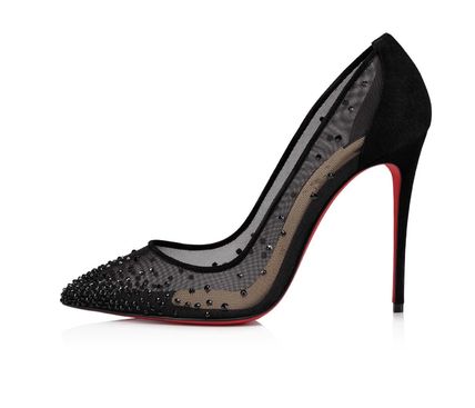 CHRISTIAN LOUBOUTIN VELVET &amp; MESH FOLLIES STRASS PUMPS