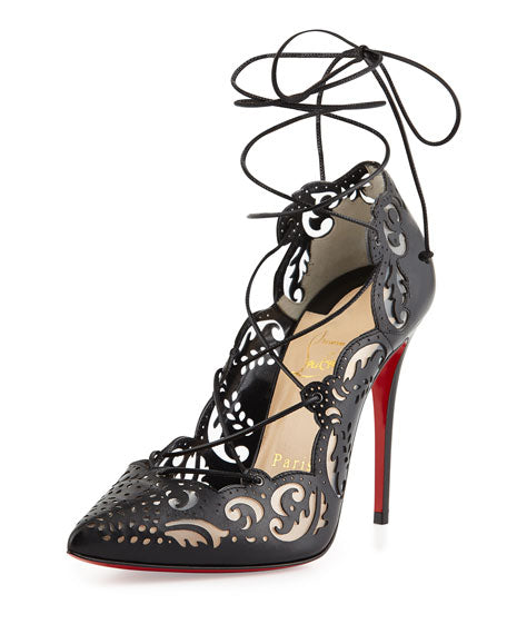 CHRISTIAN LOUBOUTIN IMPERA LACE UP LASER CUT PUMPS