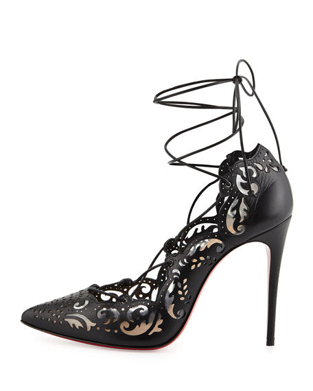 CHRISTIAN LOUBOUTIN IMPERA LACE UP LASER CUT PUMPS