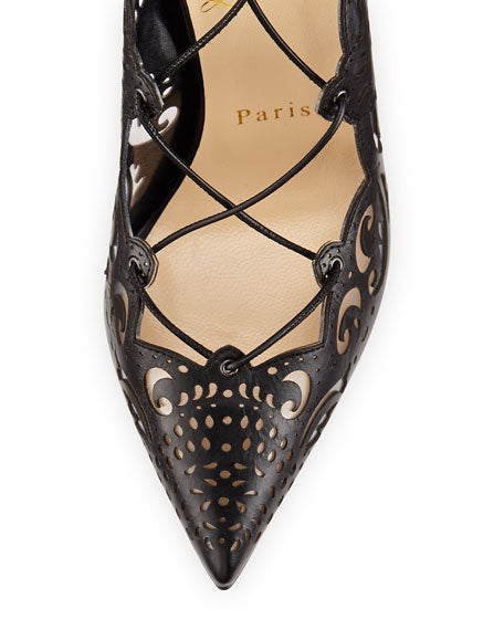 CHRISTIAN LOUBOUTIN IMPERA LACE UP LASER CUT PUMPS