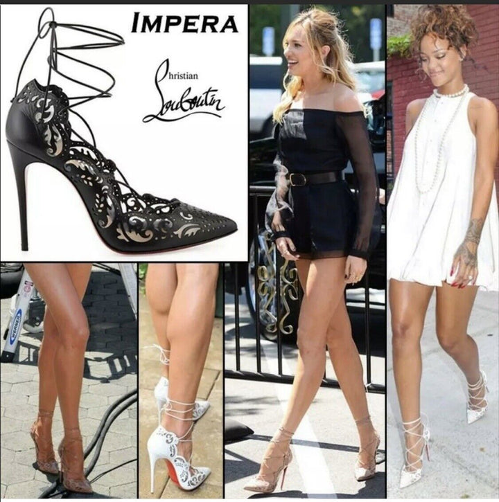 CHRISTIAN LOUBOUTIN IMPERA LACE UP LASER CUT PUMPS