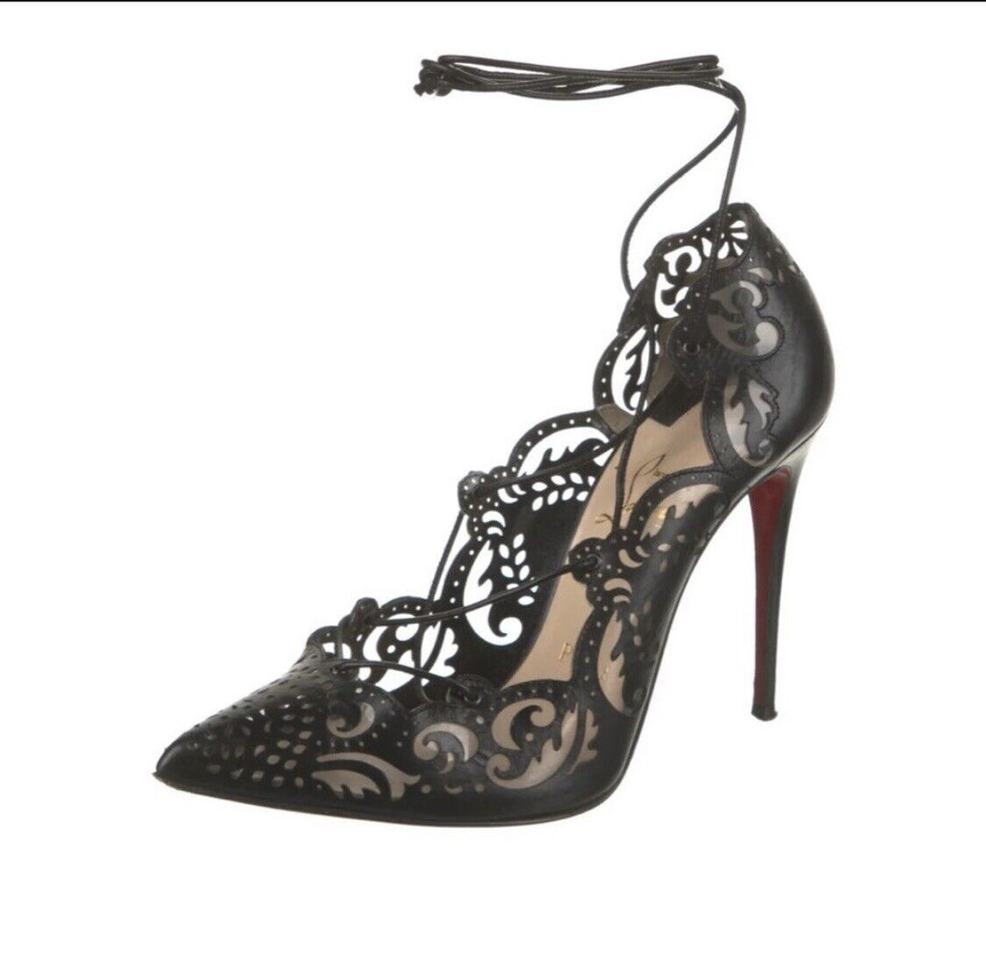 CHRISTIAN LOUBOUTIN IMPERA LACE UP LASER CUT PUMPS