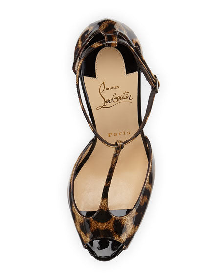 CHRISTIAN LOUBOUTIN SENORA LEOPARD PRINT SANDALS
