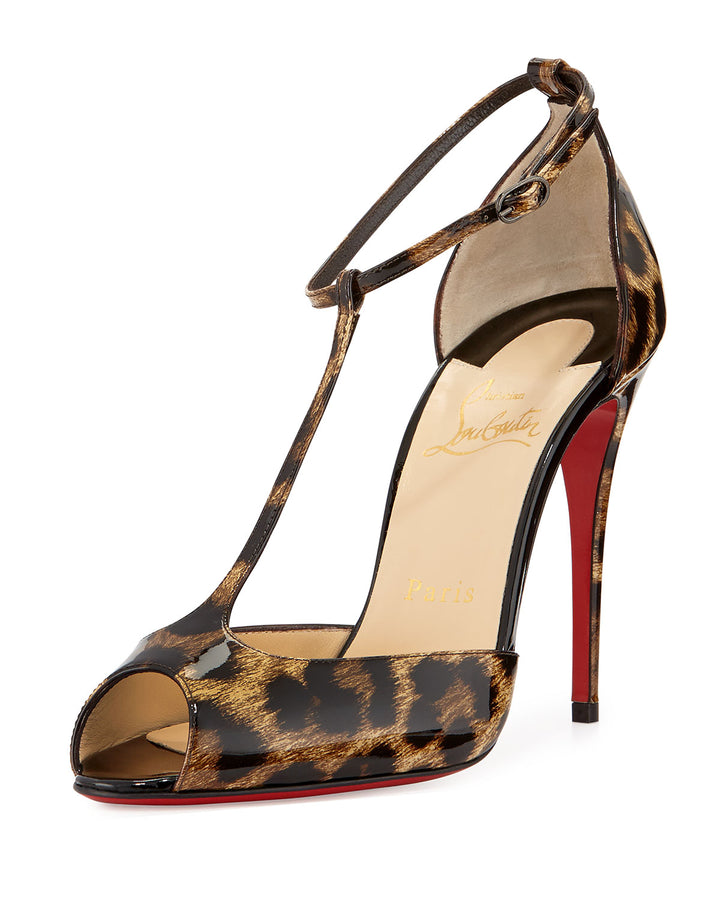 CHRISTIAN LOUBOUTIN SENORA LEOPARD PRINT SANDALS