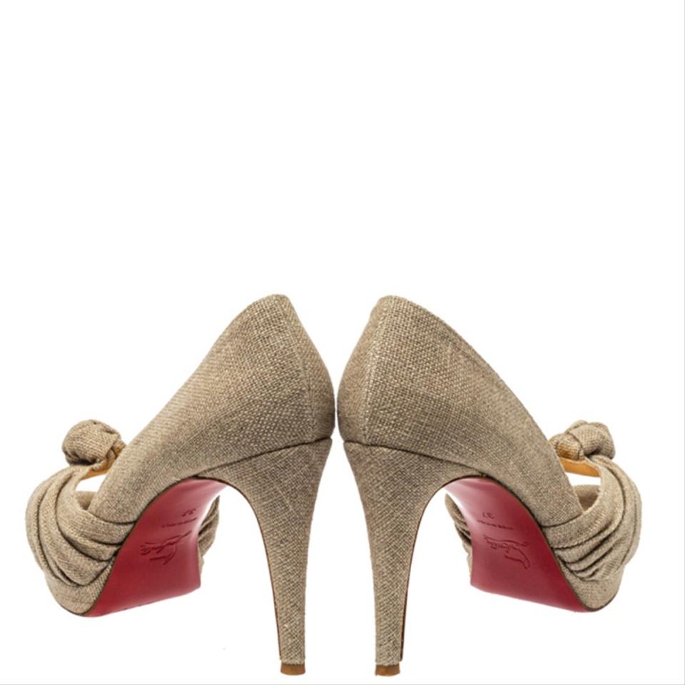 Christian Louboutin Canvas Artesur Knotted Peep Toe Pumps