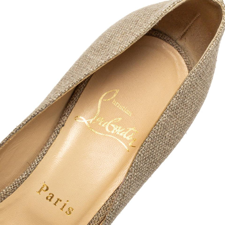 Christian Louboutin Canvas Artesur Knotted Peep Toe Pumps