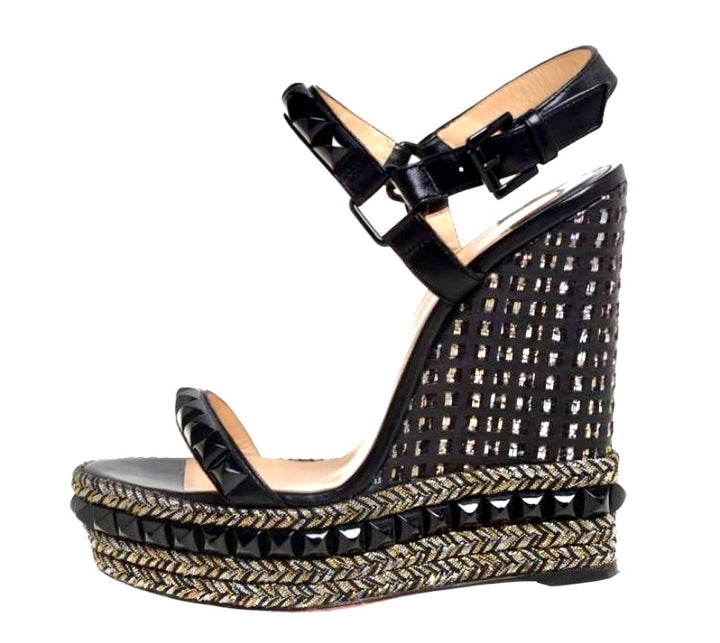 CHRISTIAN LOUBOUTIN STUDDED CATACLOU ESPADRILLE SANDALS