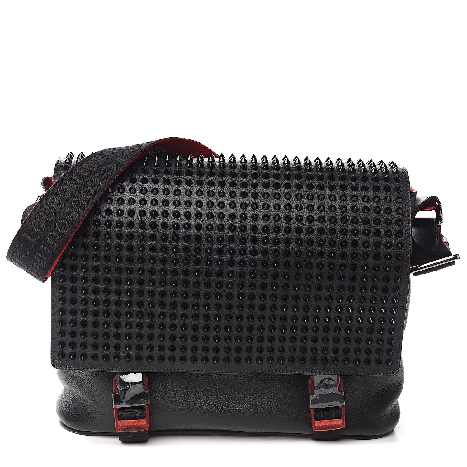 Christian Louboutin Loubiclic Messenger Bag Embossed Leather Black