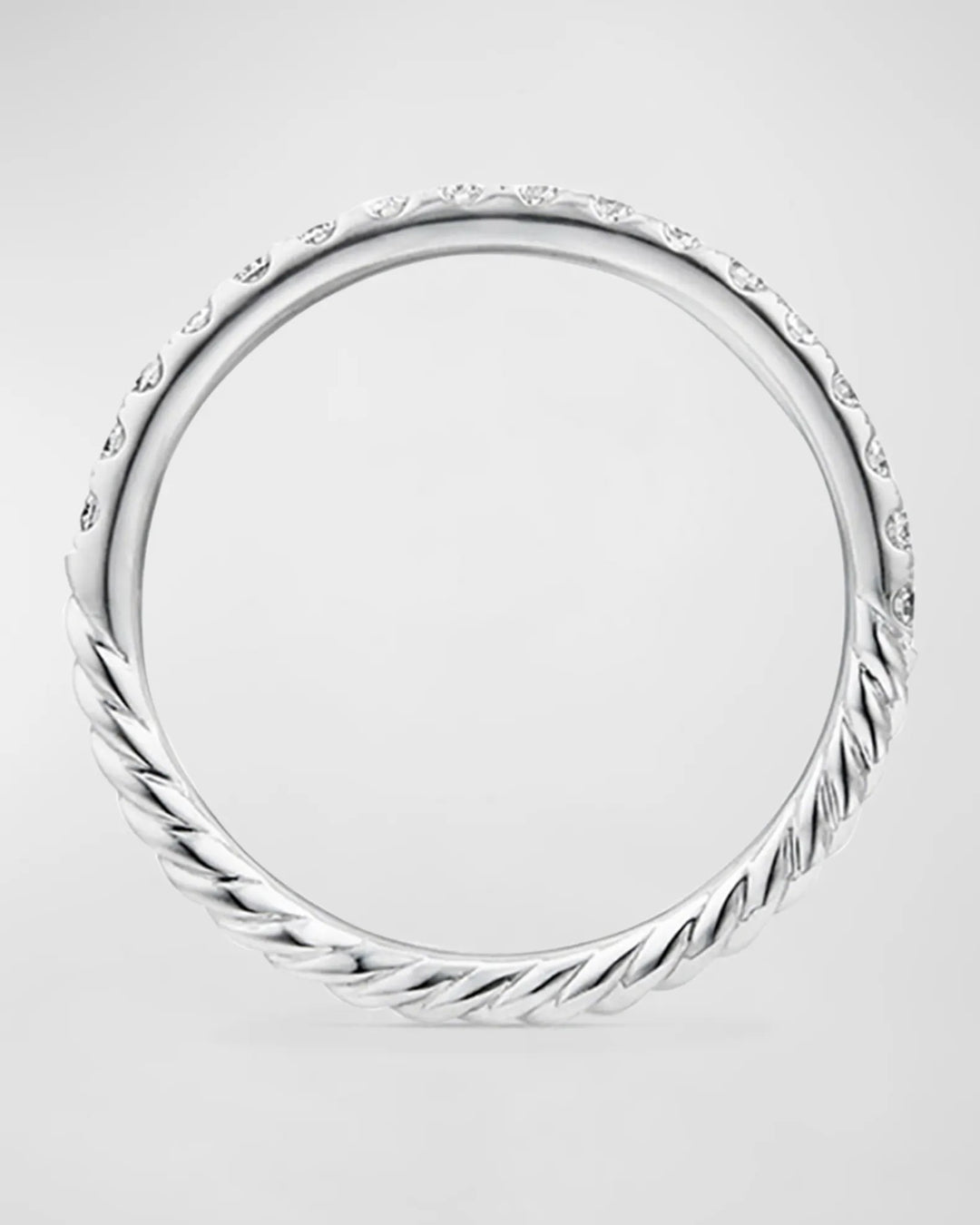 DAVID YURMAN CABLE COLLECTION PAVE DIAMOND BAND RING 18K WHITE GOLD