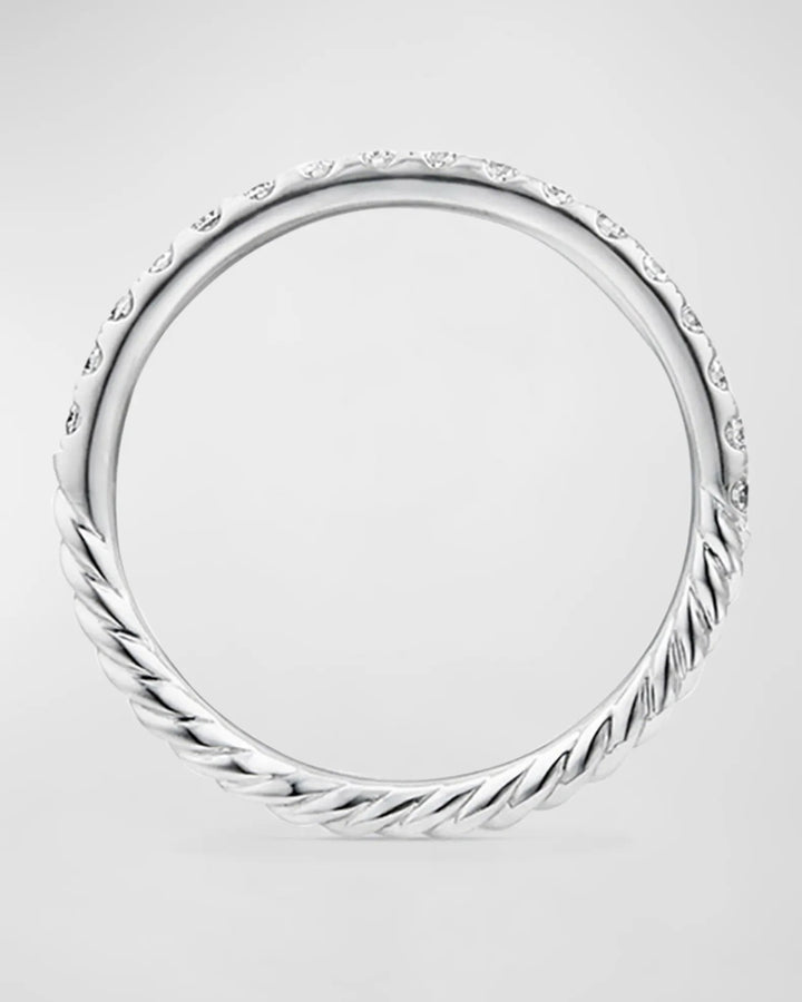 DAVID YURMAN CABLE COLLECTION PAVE DIAMOND BAND RING 18K WHITE GOLD