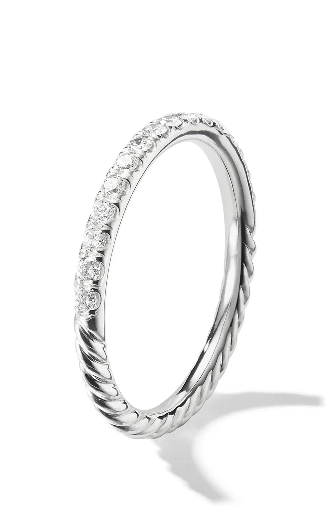 DAVID YURMAN CABLE COLLECTION PAVE DIAMOND BAND RING 18K WHITE GOLD