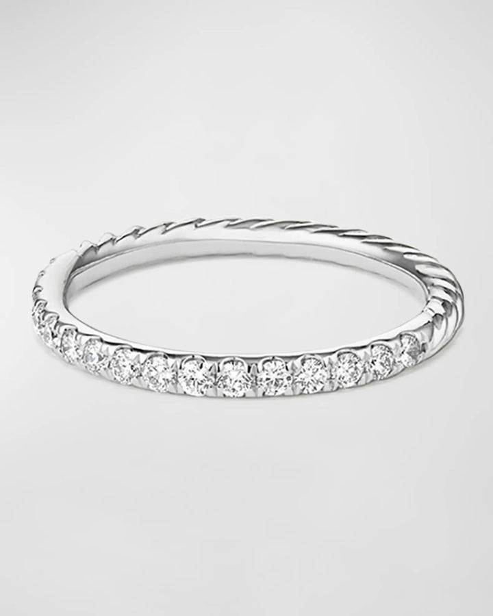 DAVID YURMAN CABLE COLLECTION PAVE DIAMOND BAND RING 18K WHITE GOLD