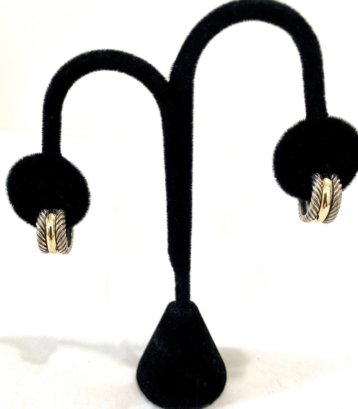 DAVID YURMAN CABLE CLASSIC HOOP EARRINGS IN STERLING SILVER AND 14K GOLD