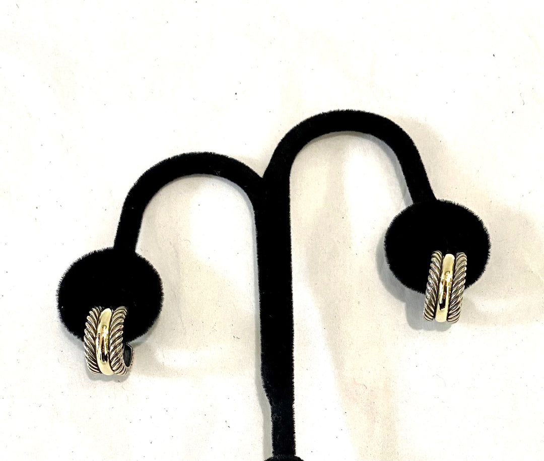 DAVID YURMAN CABLE CLASSIC HOOP EARRINGS IN STERLING SILVER AND 14K GOLD