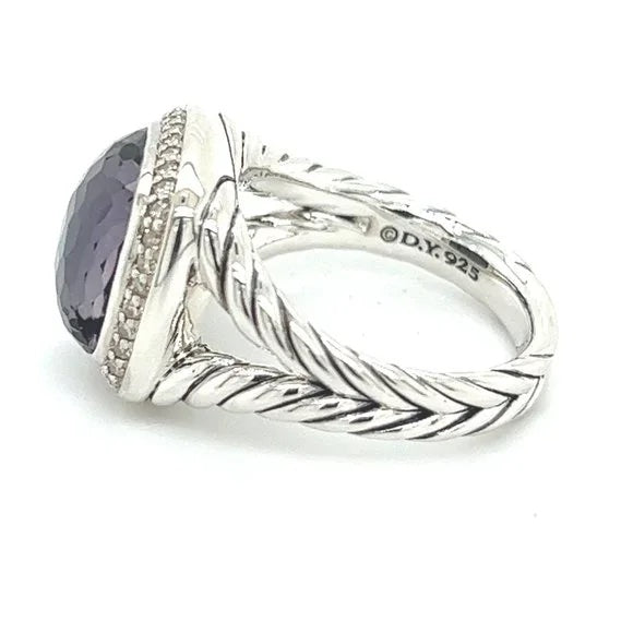 DAVID YURMAN SILVER BLACK ORCHID &amp; DIAMONDS ALBION RING