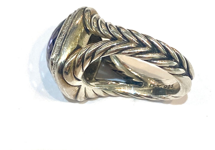 DAVID YURMAN SILVER BLACK ORCHID &amp; DIAMONDS ALBION RING