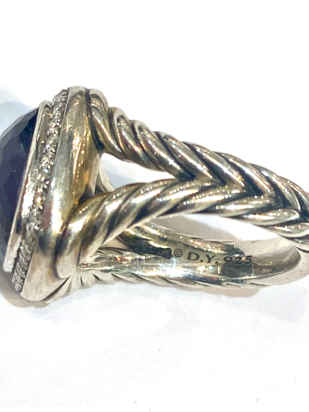 DAVID YURMAN SILVER BLACK ORCHID &amp; DIAMONDS ALBION RING