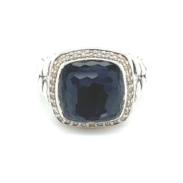 DAVID YURMAN SILVER BLACK ORCHID &amp; DIAMONDS ALBION RING