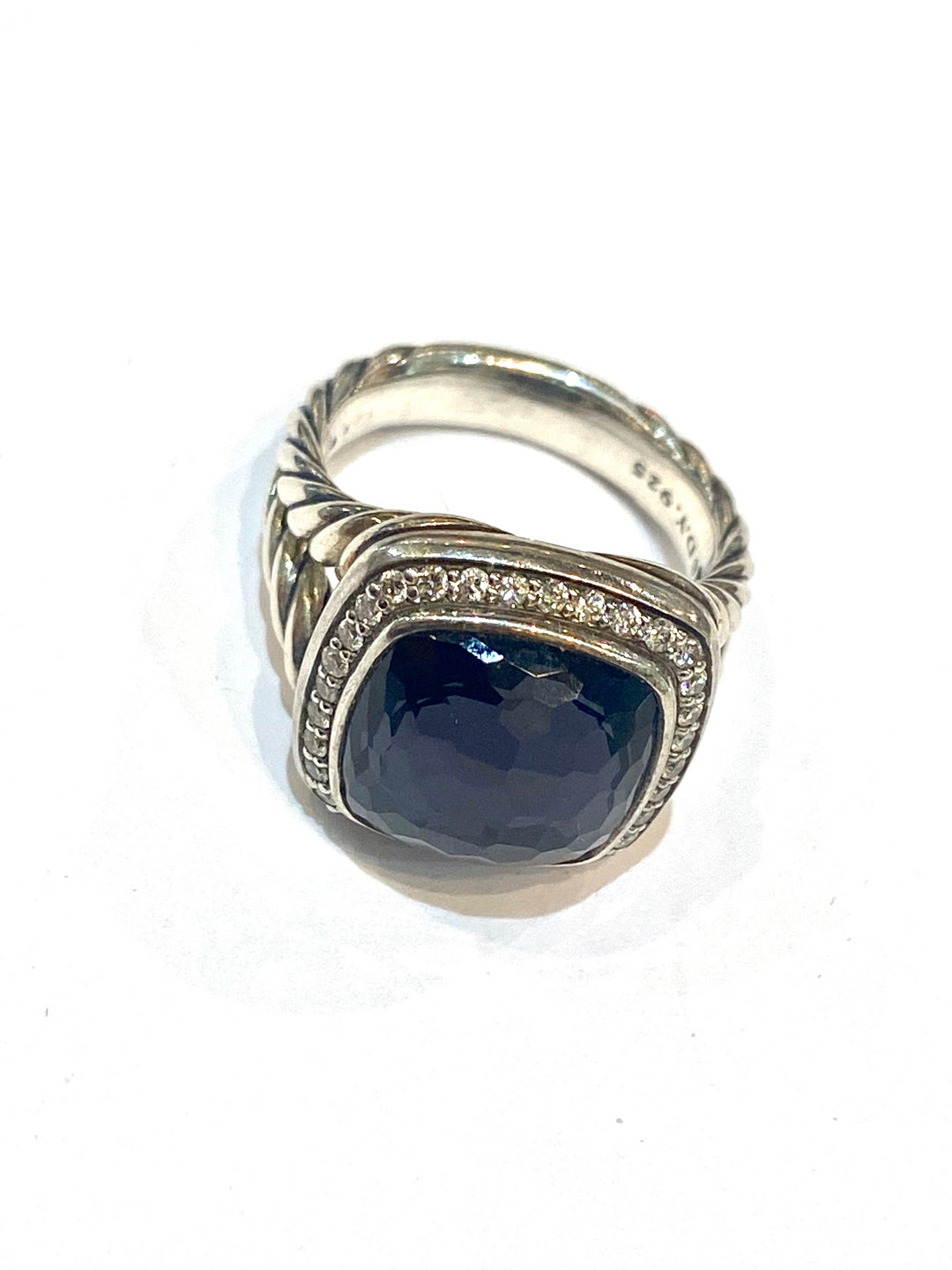 DAVID YURMAN SILVER BLACK ORCHID &amp; DIAMONDS ALBION RING