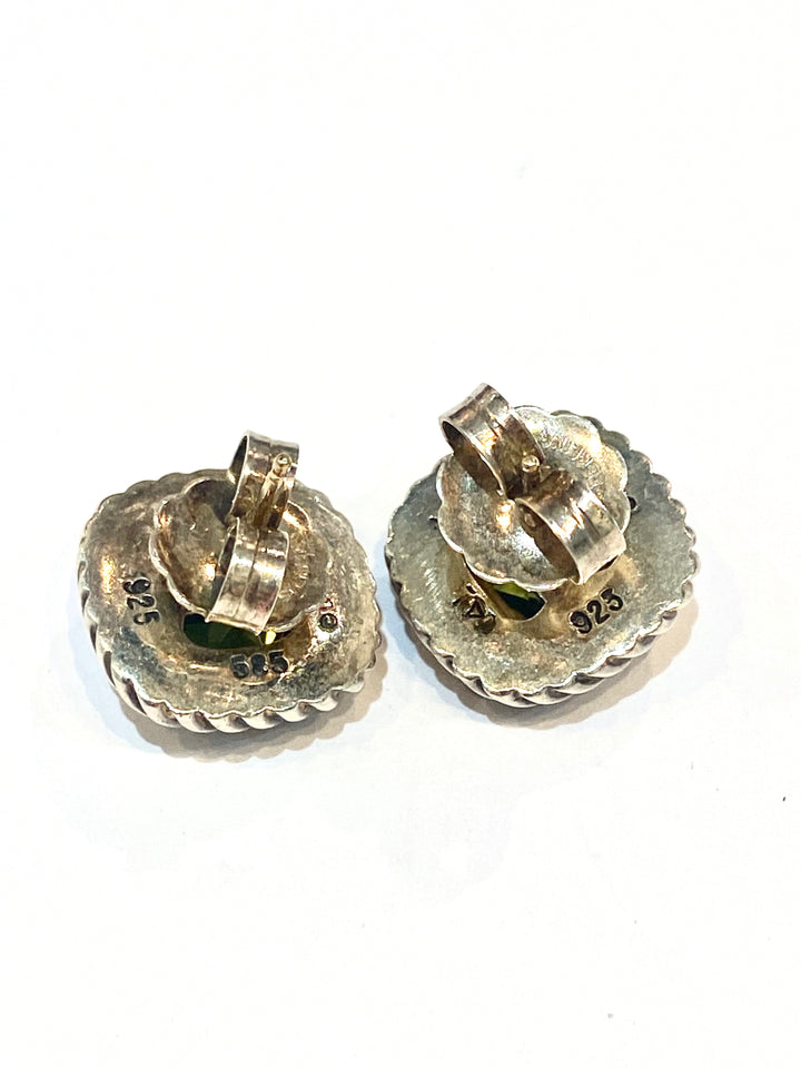 DAVID YURMAN SILVER &amp; 14K GOLD PERIDOT ALBION CABLE EARRINGS