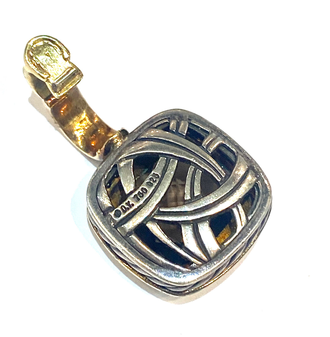 DAVID YURMAN SILVER &amp; 18K GOLD SMOKY QUARTZ DIAMOND ALBION PENDANT
