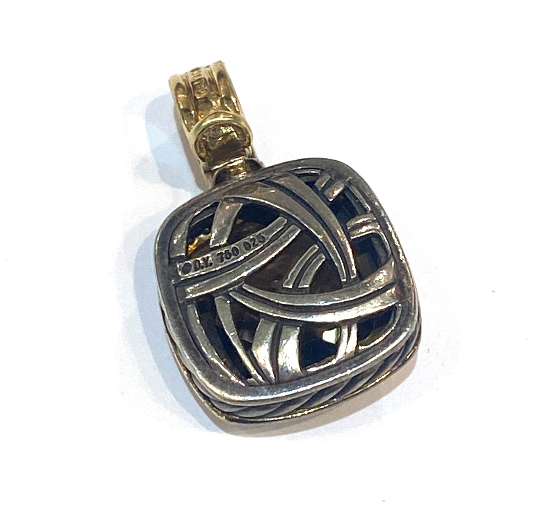 DAVID YURMAN SILVER &amp; 18K GOLD SMOKY QUARTZ DIAMOND ALBION PENDANT