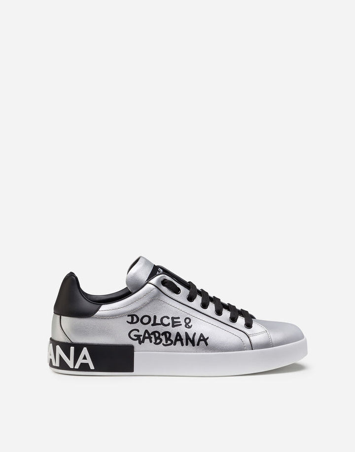 Dolce &amp; Gabbana Metallic Calfskin Nappa Portofino Sneakers