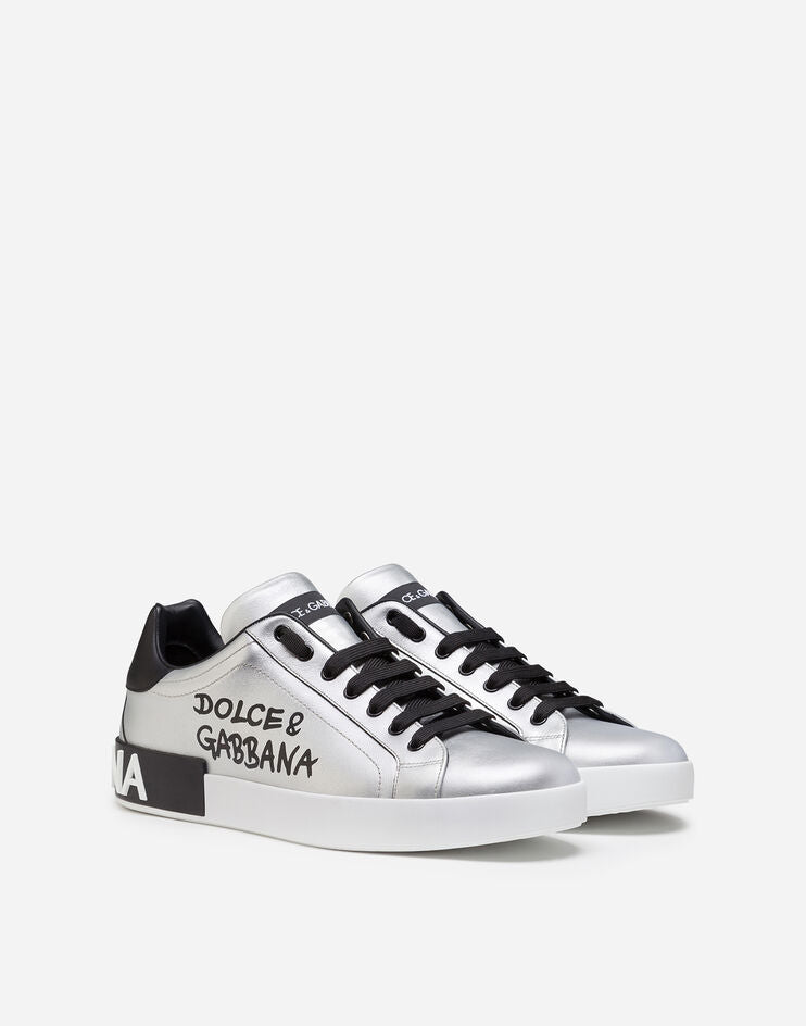 Dolce &amp; Gabbana Metallic Calfskin Nappa Portofino Sneakers