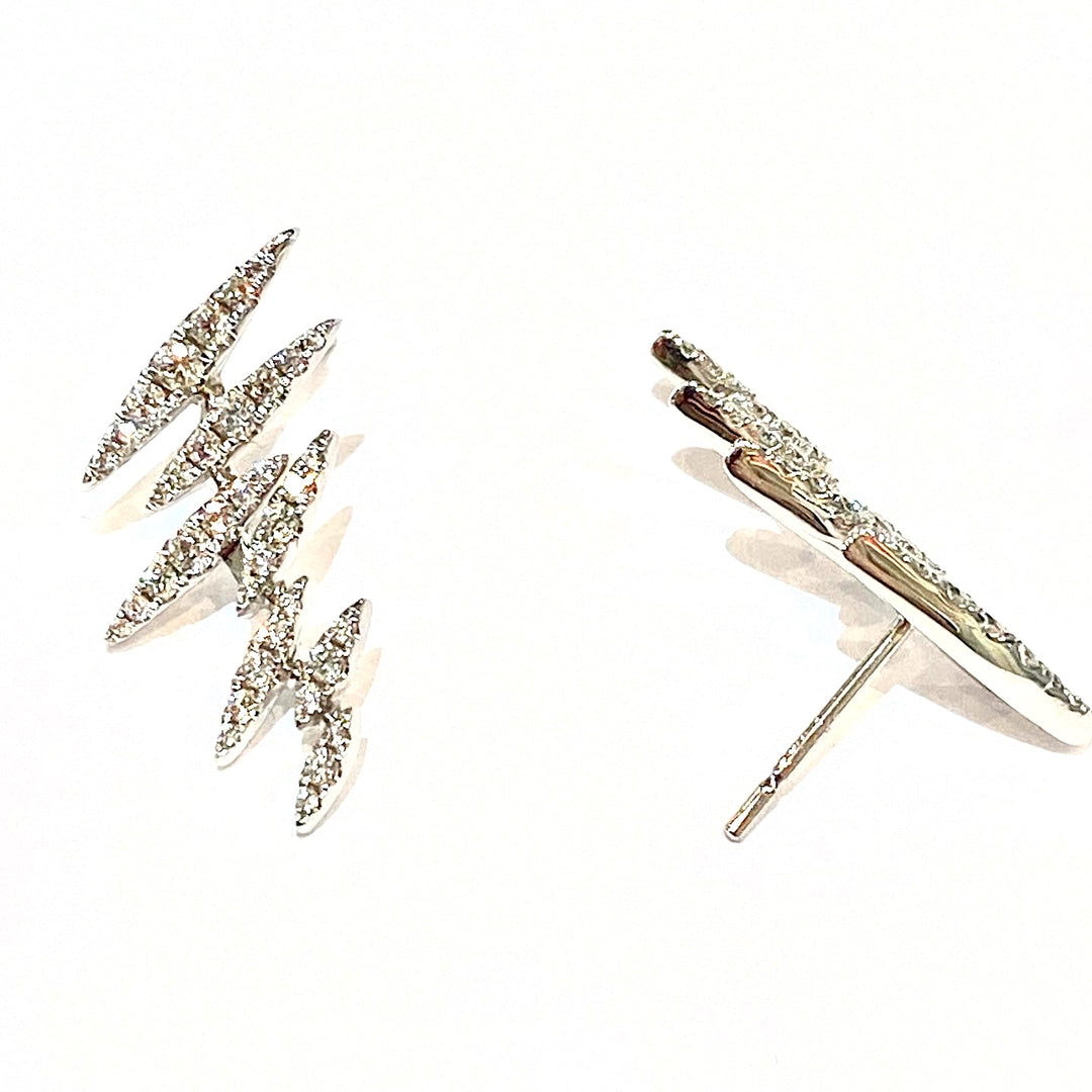 DIAMOND LIGHTNING BOLT EARRING SET IN 14K WHITE GOLD