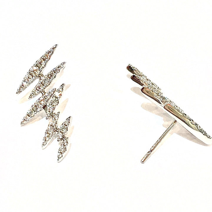 DIAMOND LIGHTNING BOLT EARRING SET IN 14K WHITE GOLD