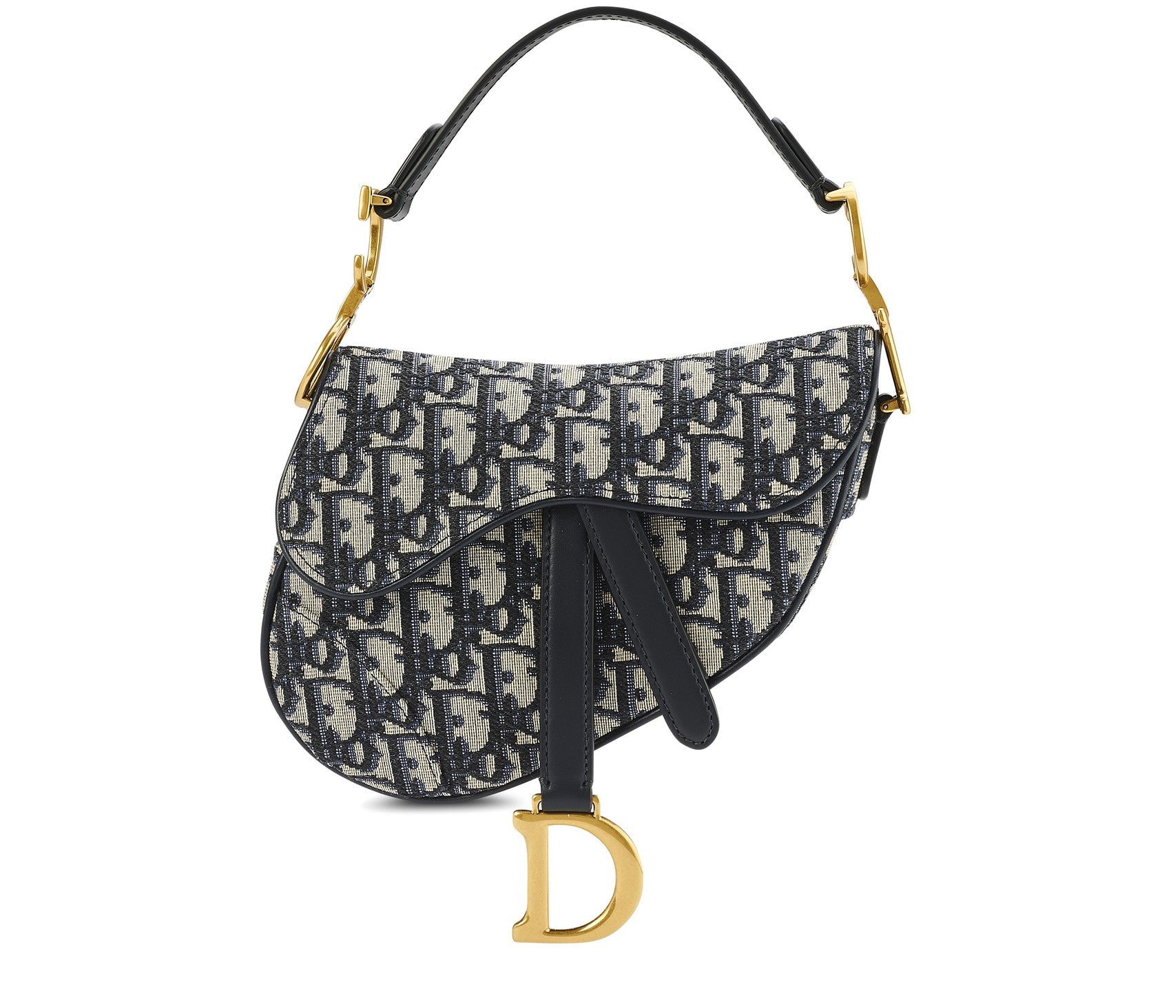 Dior Mini Saddle Bag Beige Black Dior Oblique Jacquard