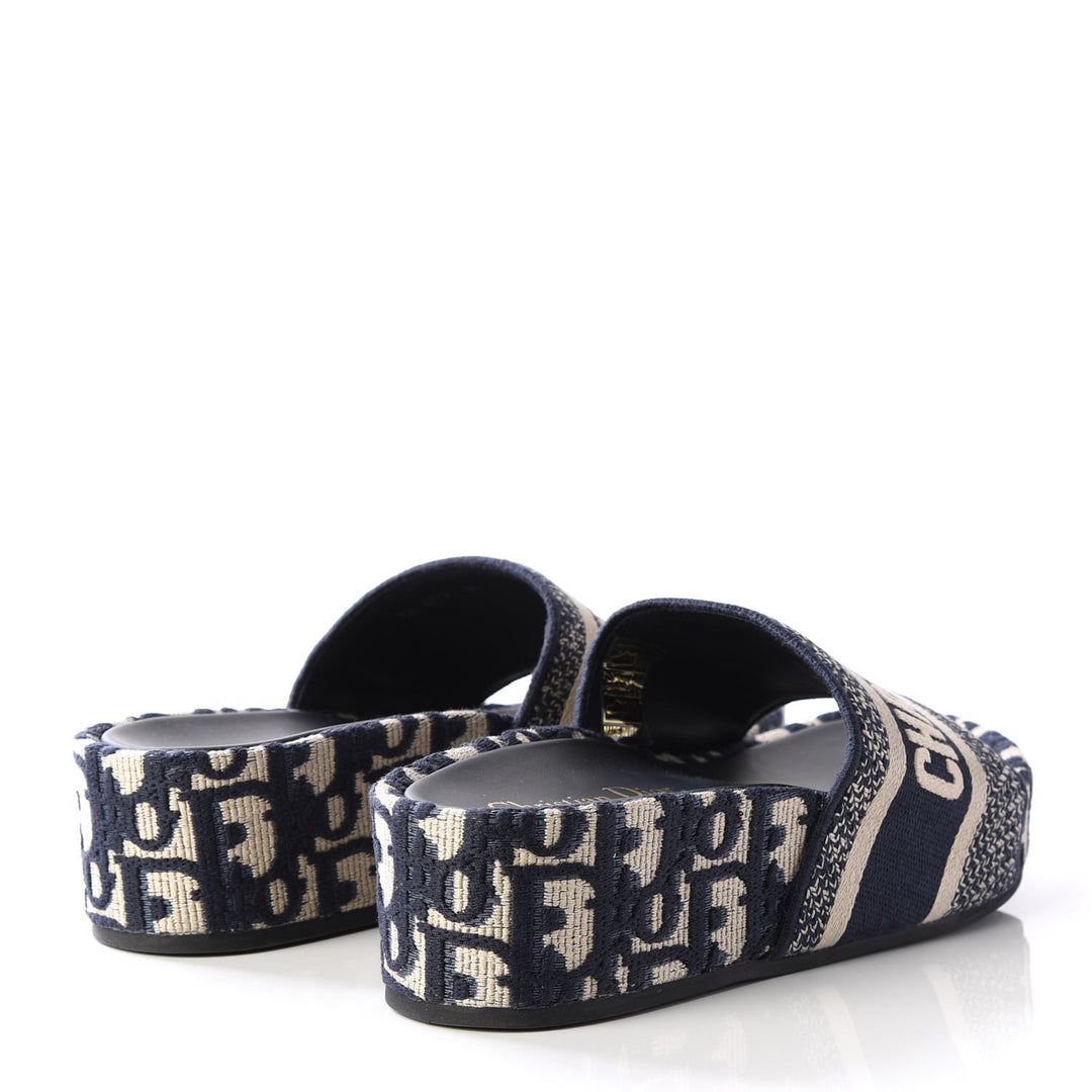 DIOR OBLIQUE D-WAY PLATFORM SANDALS DEEP BLUE