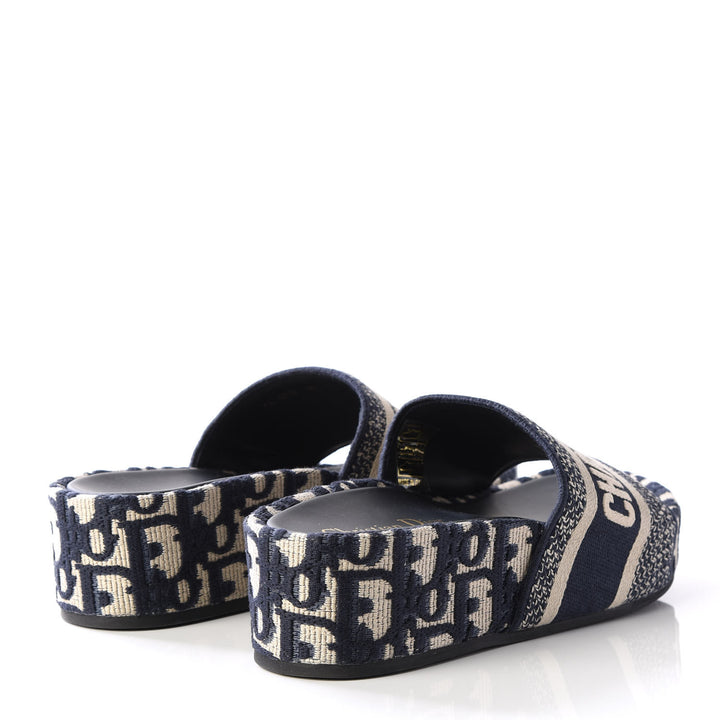 DIOR OBLIQUE D-WAY PLATFORM SANDALS DEEP BLUE