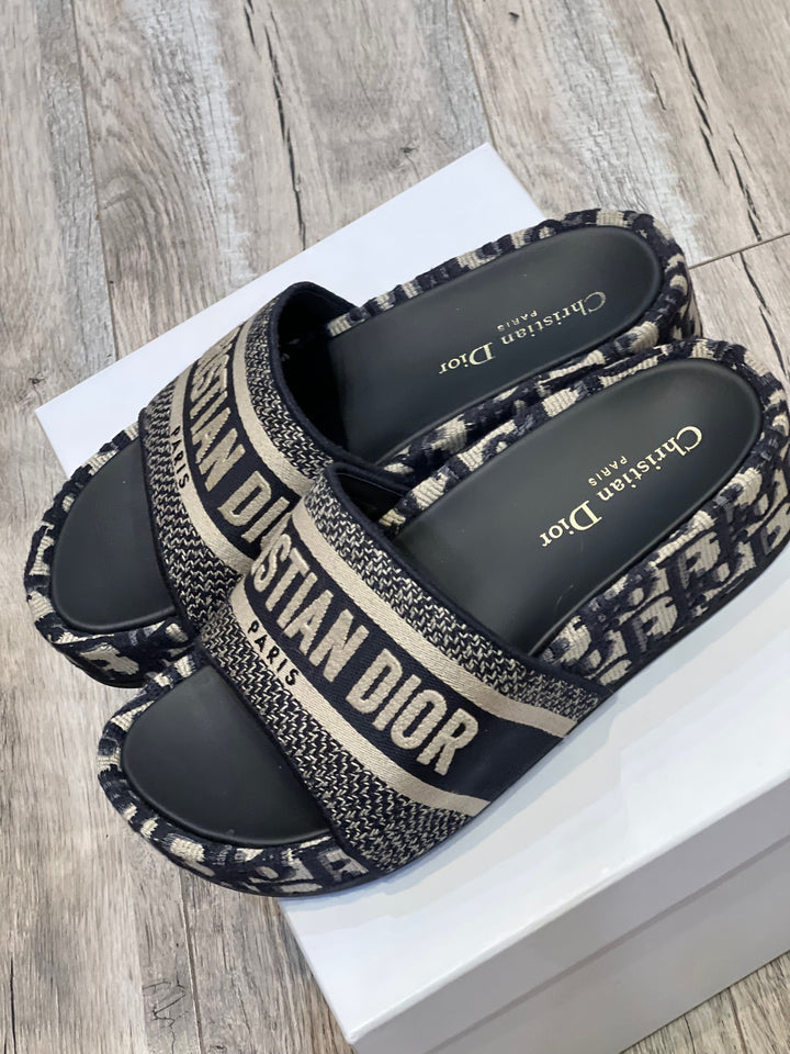 Blue Dior Sandals Oblique DIOR OBLIQUE D-WAY PLATFORM SANDALS DEEP